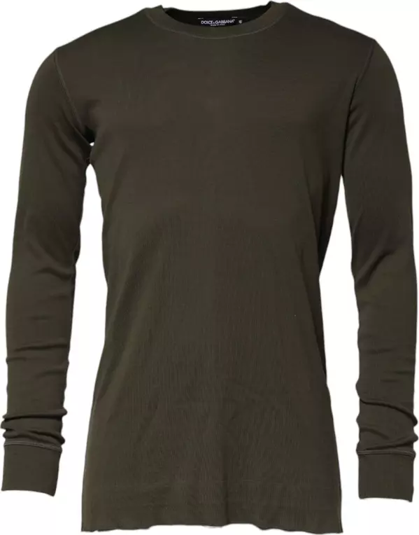 Dark Green Long Sleeves Crew Neck T-shirt