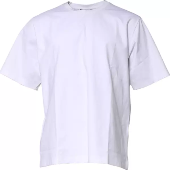 White Cotton Short Sleeves Crew Neck T-shirt