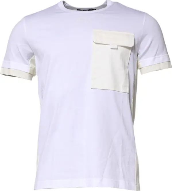 White Cotton Pocket Short Sleeves T-shirt