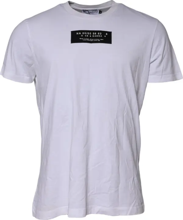 White Cotton Logo Patch Crew Neck T-shirt