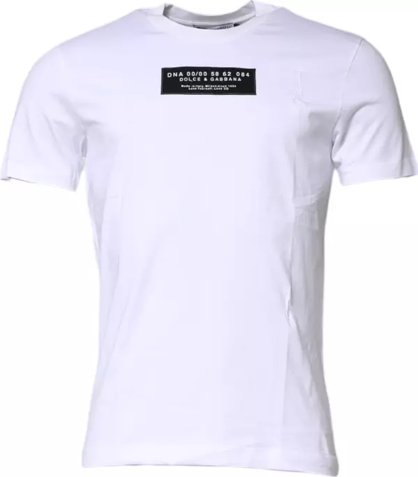 White Cotton Logo Patch Crew Neck T-shirt