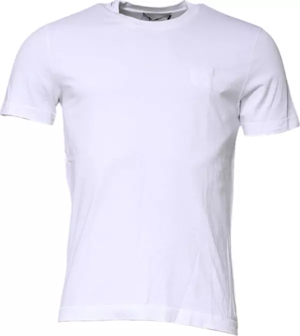 White Cotton Men Crew Neck Tee T-shirt
