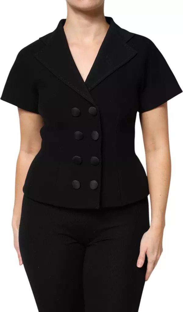 Black Wool Double Breasted Coat Jacket