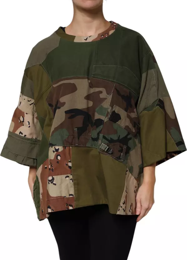 Multicolor Camouflage Oversized Top T-shirt