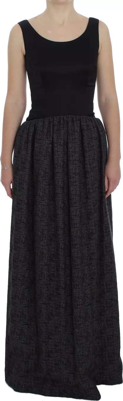 Black Gray Sheath Gown Full Length Dress