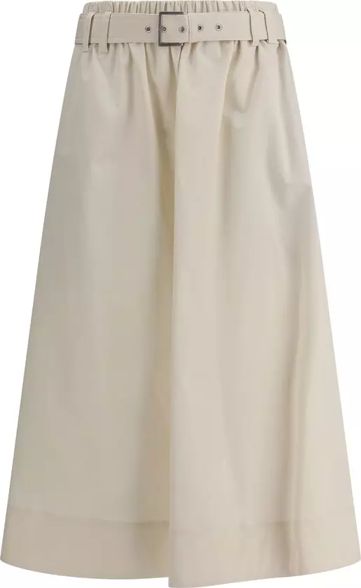 Cream Wide Long Skirt