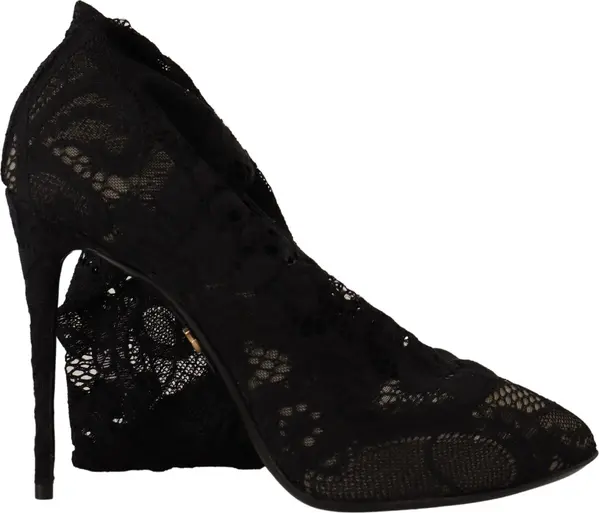 Black Stretch Socks Taormina Lace Boots Shoes
