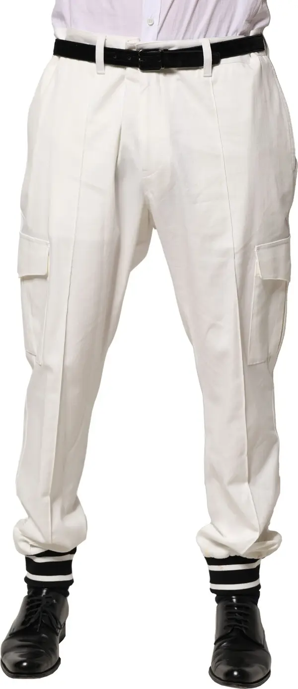 White Cotton Cargo Jogger Men Pants