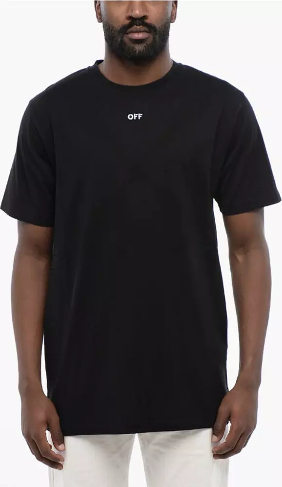 Black Cotton ARROW Crew-neck T-shirt