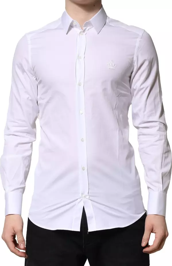White GOLD Crown Cotton Dress Formal Shirt
