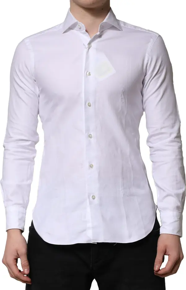 White Long Sleeves Collared Dress Formal Shirt