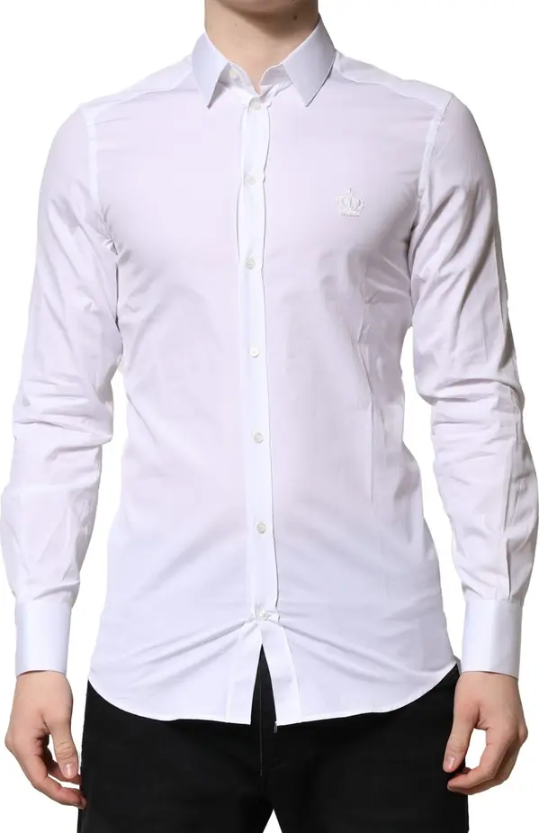 White GOLD Long Sleeves Men Dress Formal Shirt