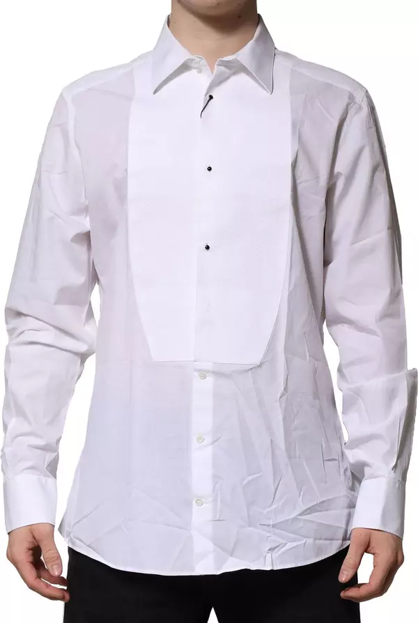 White Bib Cotton Poplin GOLD Formal Shirt