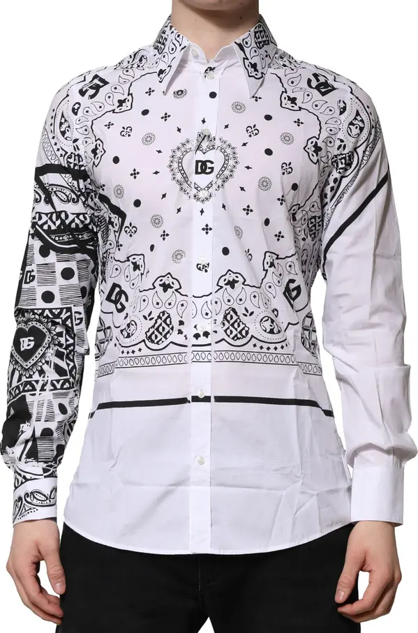 White MARTINI Bandana Print Formal Shirt