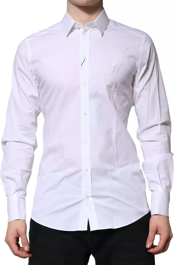 White Cotton GOLD Long Sleeves Formal Shirt