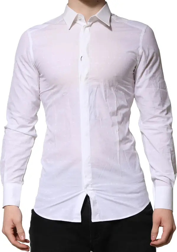 White GOLD Long Sleeves Dress Men Formal Shirt