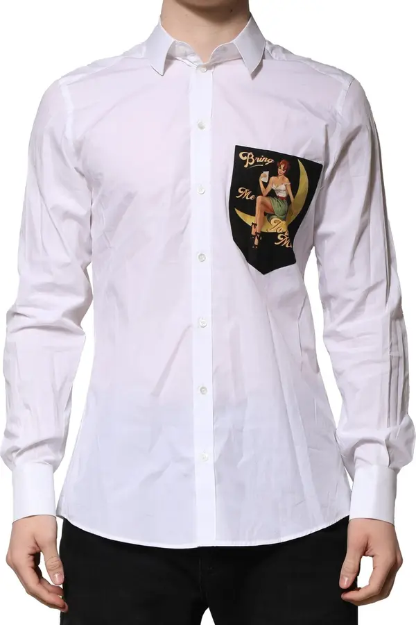 White MARTINI Long Sleeves Men Formal Shirt