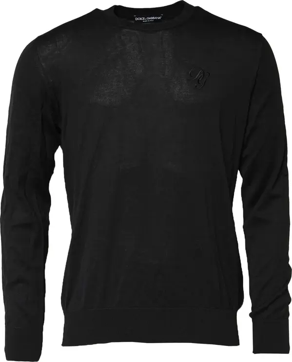Black Cotton DG Logo Men Sweatshirt Sweater