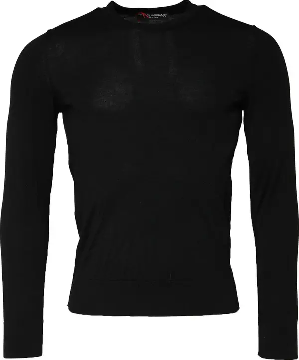 Black Long Sleeve Crew Neck Pullover Sweater