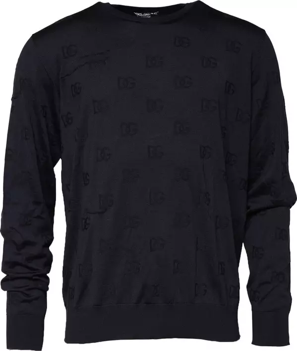 Black Silk Crew Neck Sweatshirt Sweater