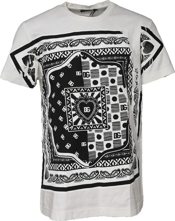 White Bandana Cotton Men Crew Neck T-shirt