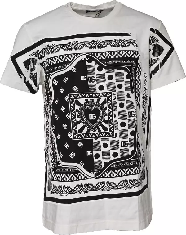 White Bandana Crew Neck Short Sleeves T-shirt