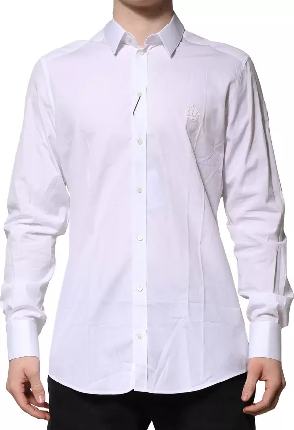White Cotton GOLD Long Sleeves Formal Shirt