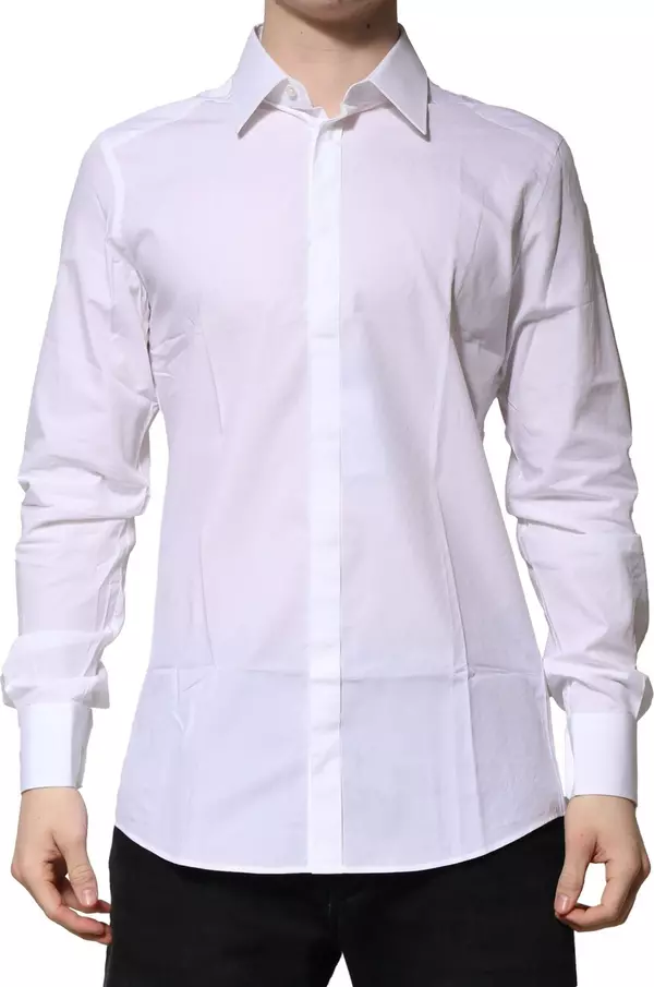 White Cotton GOLD Long Sleeves Formal Shirt