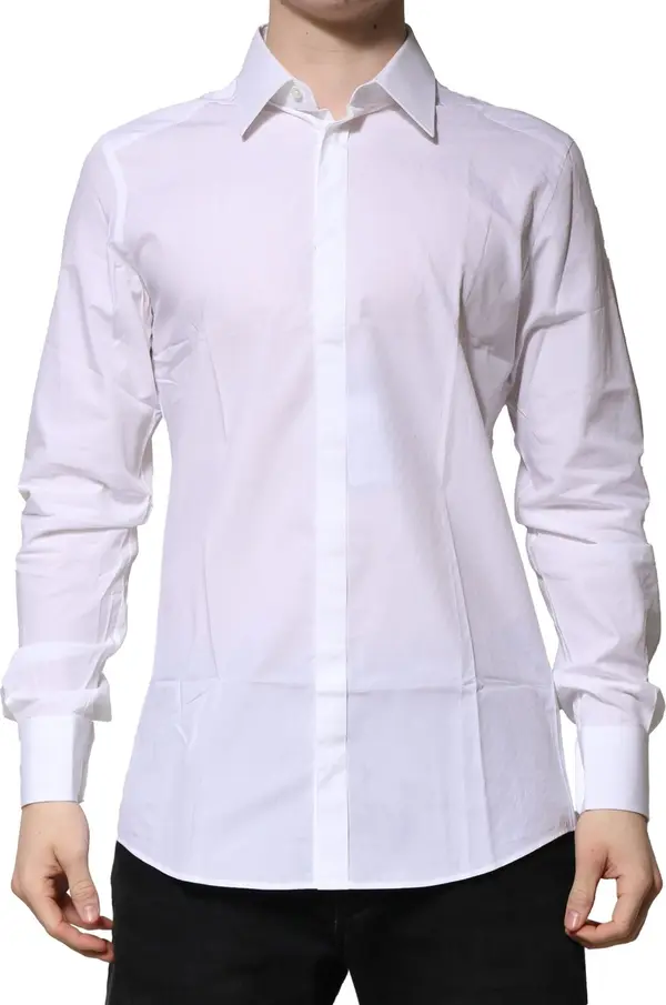 White Cotton Long Sleeves GOLD Formal Shirt