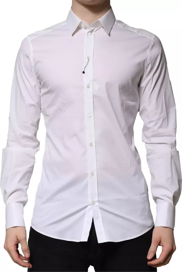White Cotton GOLD Long Sleeves Formal Shirt