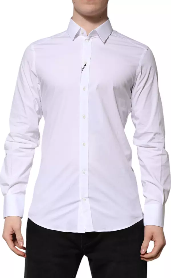 White Cotton GOLD Long Sleeves Formal Shirt