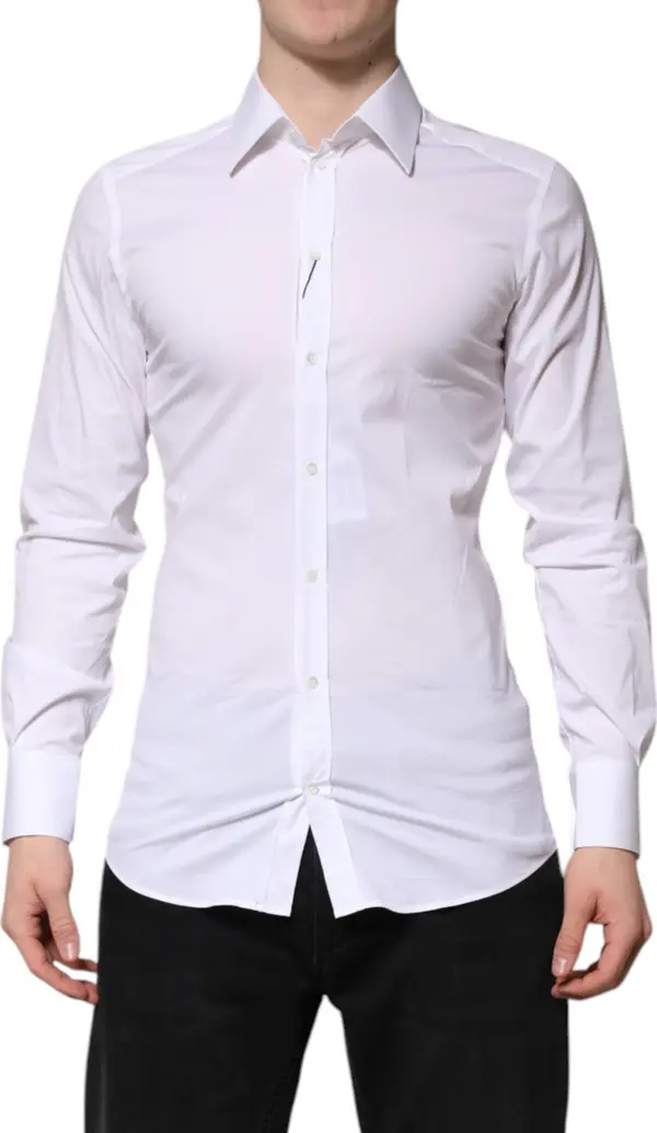 White Cotton GOLD Long Sleeves Formal Shirt