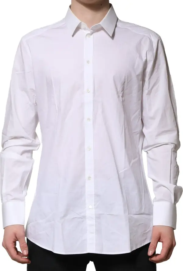 White Cotton GOLD Long Sleeves Formal Shirt
