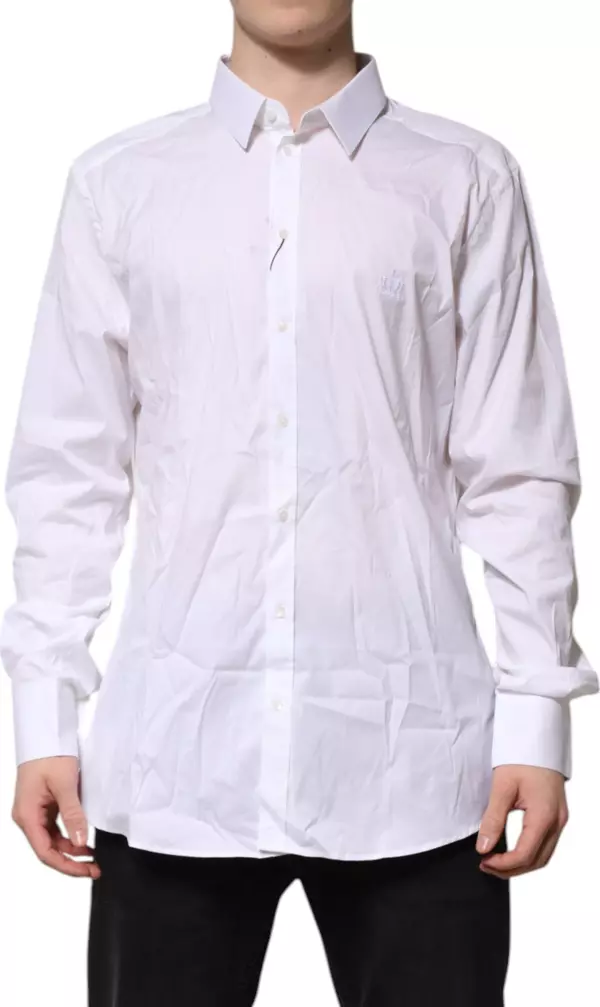 White Cotton GOLD Long Sleeves Formal Shirt