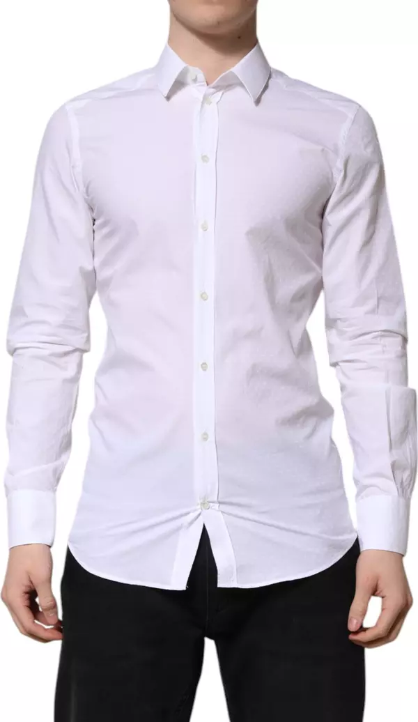 White GOLD Long Sleeve Dress Men Formal Shirt