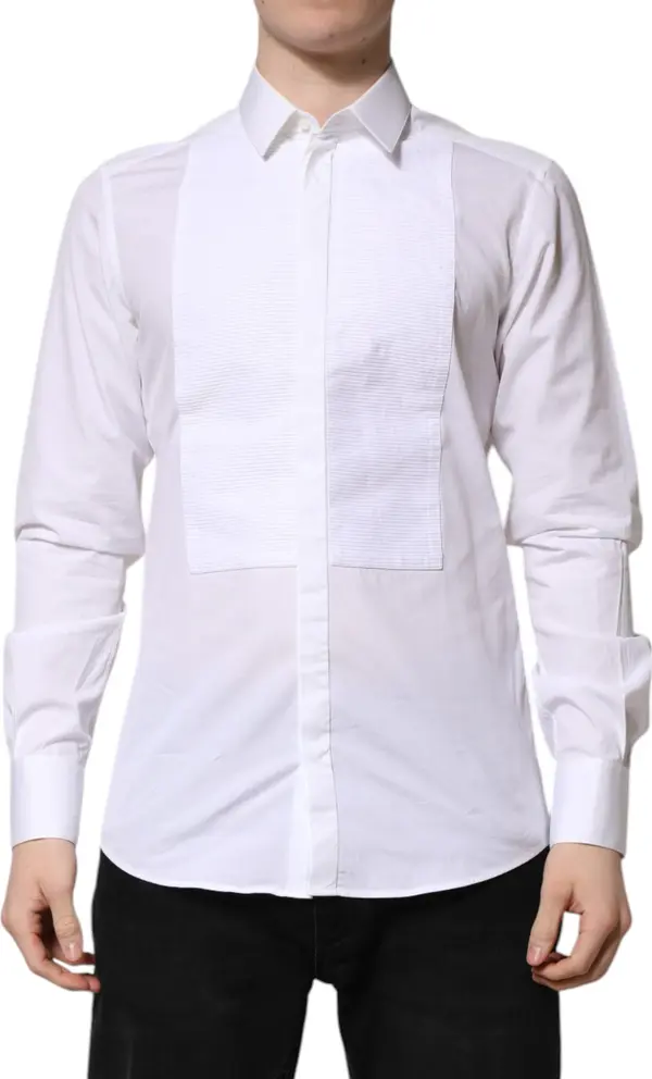 White GOLD Cotton Bib Dress Formal Shirt