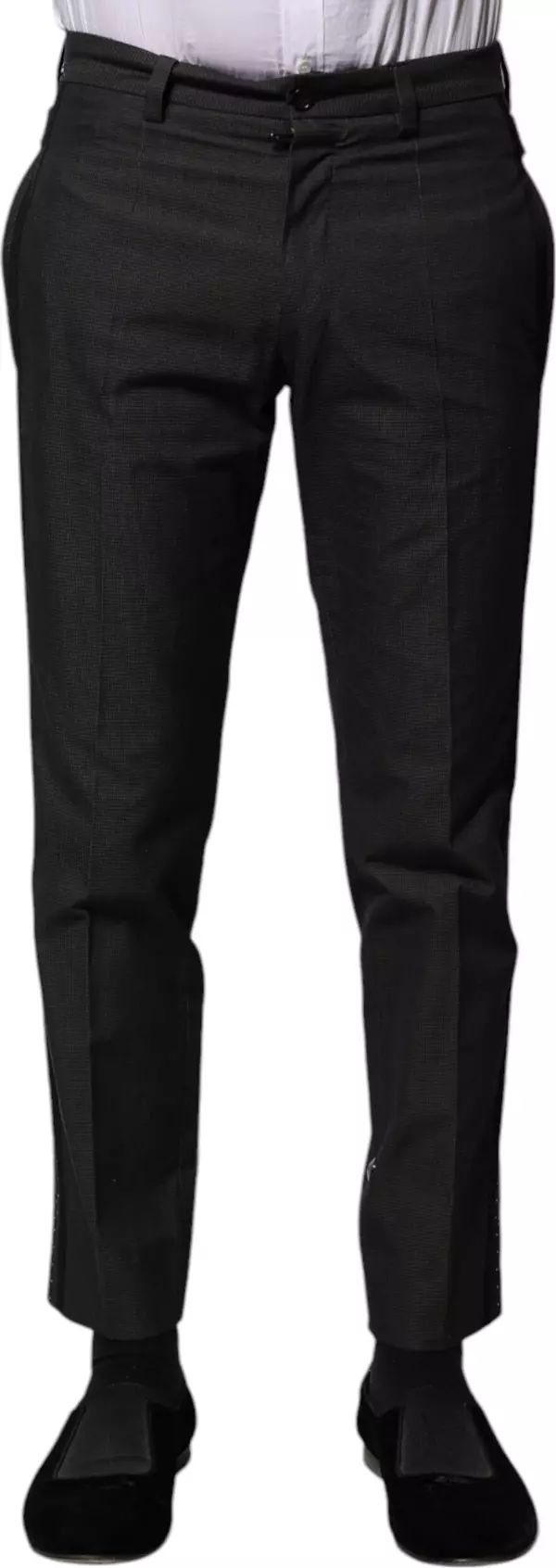 Gray Cotton Patterned Formal Pants