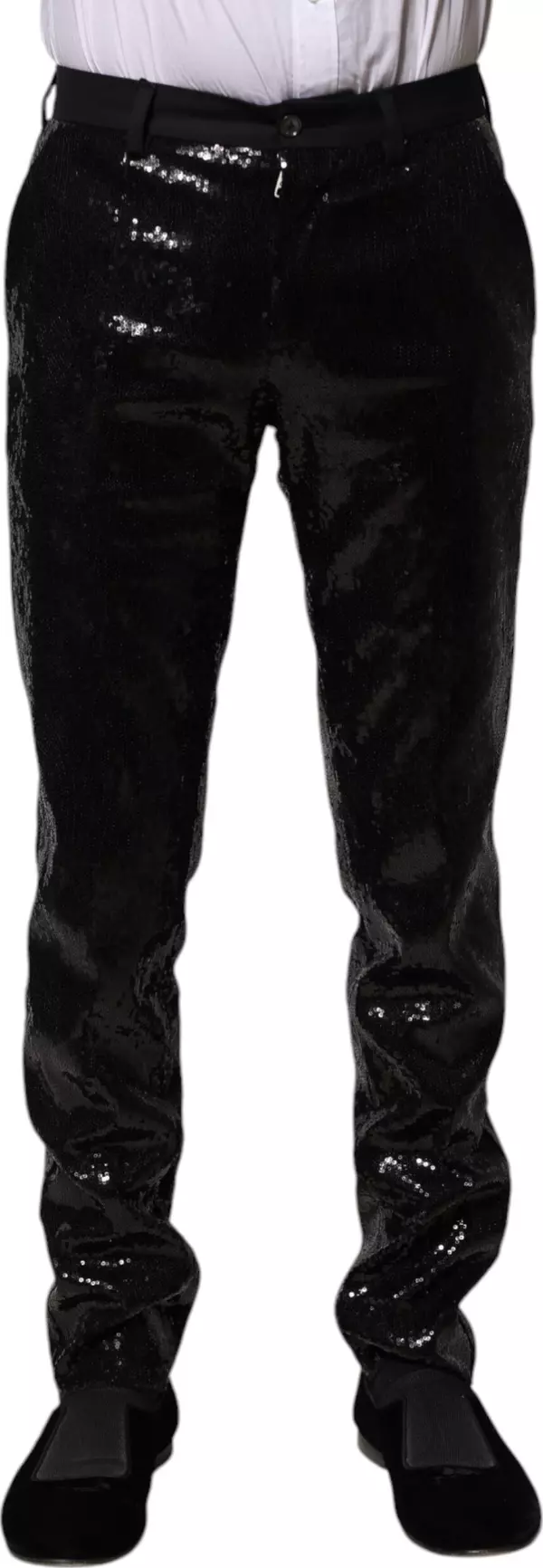 Black Sequined Embellishment Pants