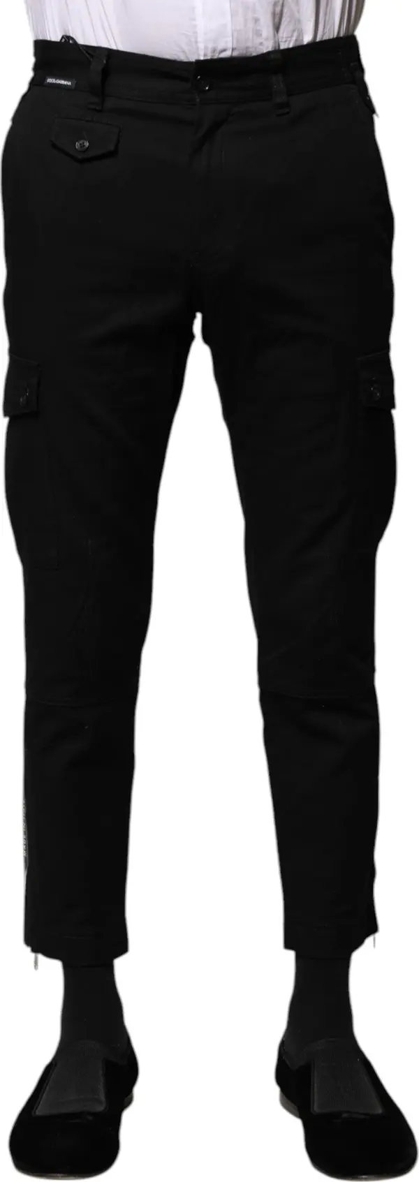 Black Cotton Formal Men Cropped Pants