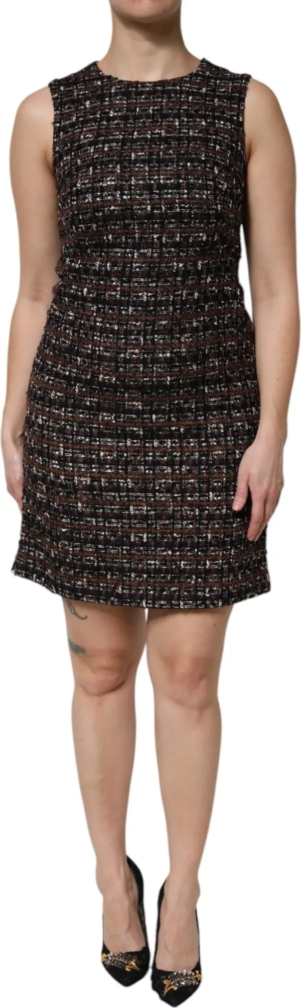 Multicolor Sleeveless Mini Tweed A-line Dress