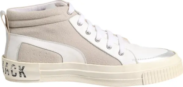 White Beige Lace Up Mid Top Casual Sneakers Shoes