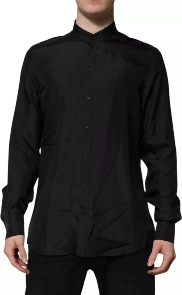 Dark Blue Silk MARTINI Men Formal Dress Shirt