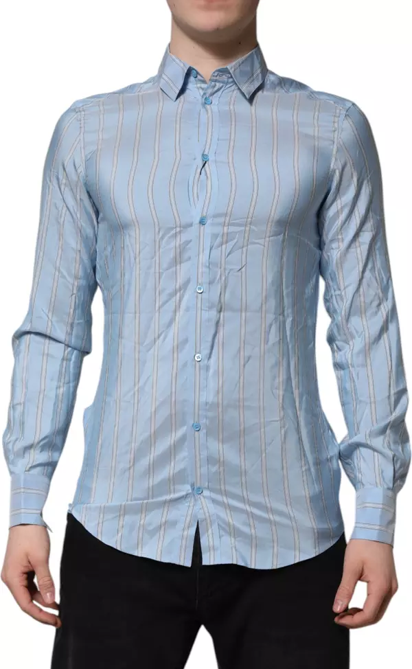 Blue Striped MARTINI Long Sleeves Dress Shirt