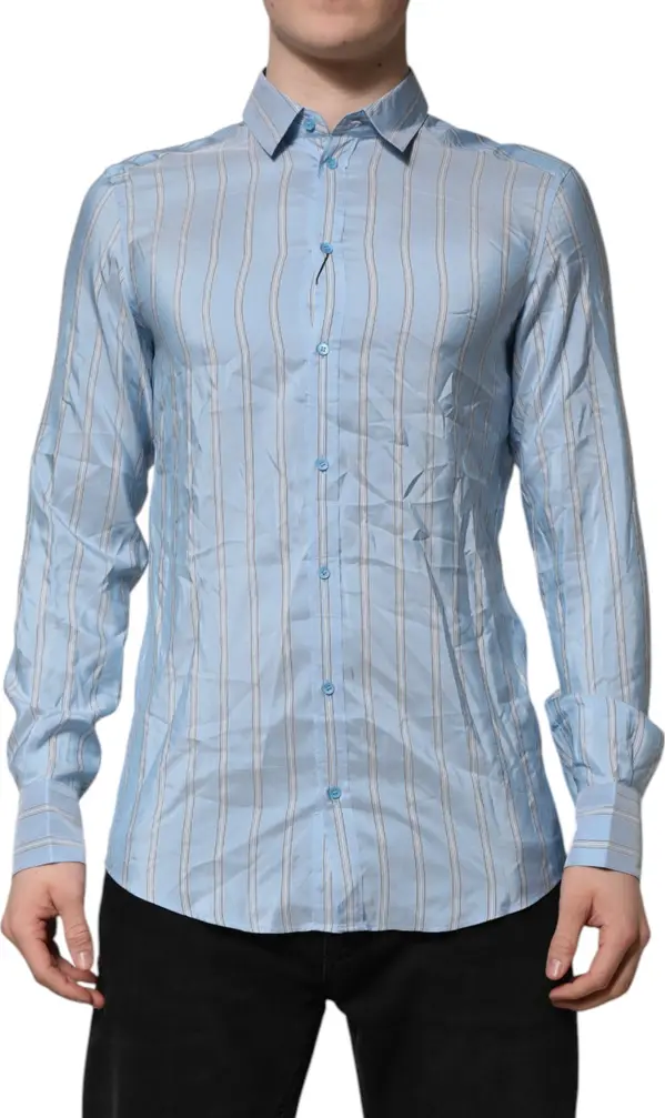 Blue Striped MARTINI Long Sleeve Dress Shirt