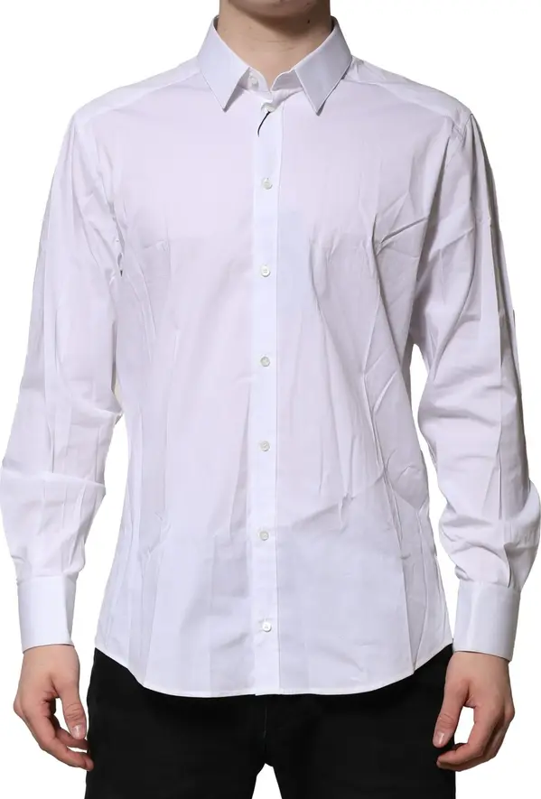 White Cotton GOLD Long Sleeves Dress Shirt