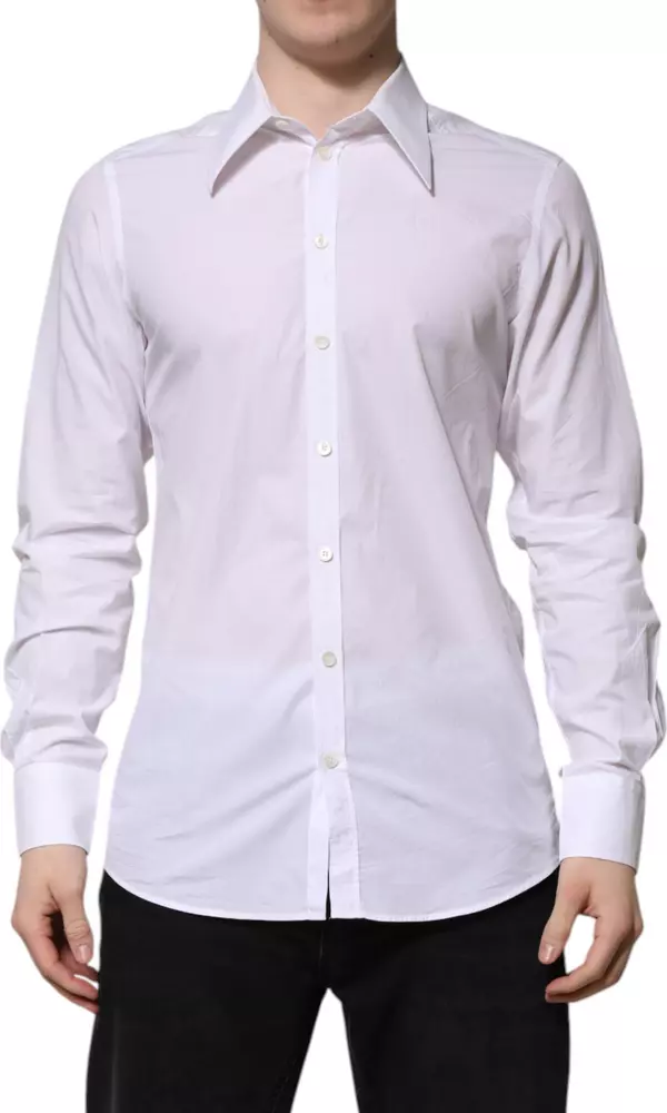 White Cotton Long Sleeves Dress Shirt