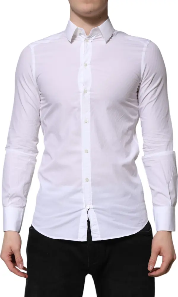 White Cotton MARTINI Long Sleeve Dress Shirt