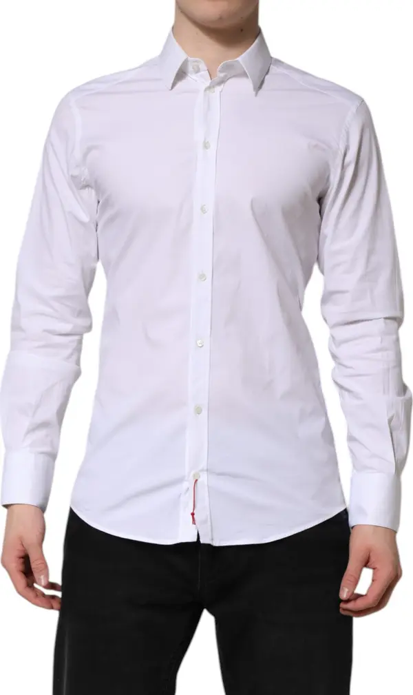 White Cotton GOLD Long Sleeves Dress Shirt