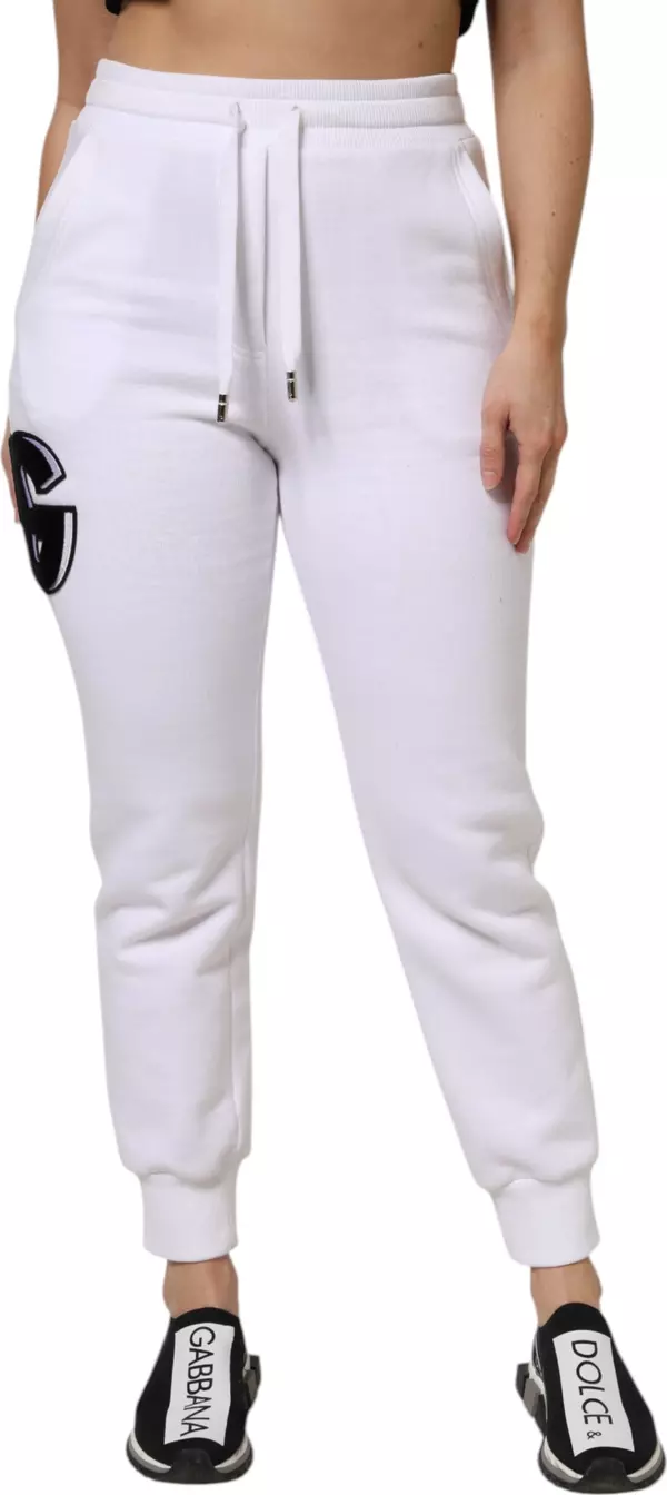 White Cotton Stretch Jogger Sweatpants Pants