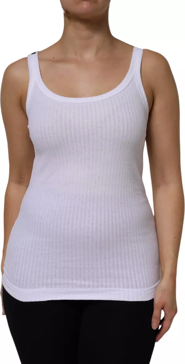 White Cotton Round Neck Sleeveless Tank Top